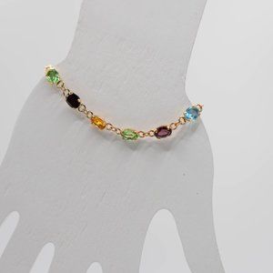 Dainty Gold Tone Multi-Colored Stone Bracelet